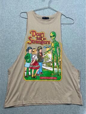 Y2k 90s Don't Talk to Strangers Athletic Tank Top Wmn Sz S Solid Sleeveless